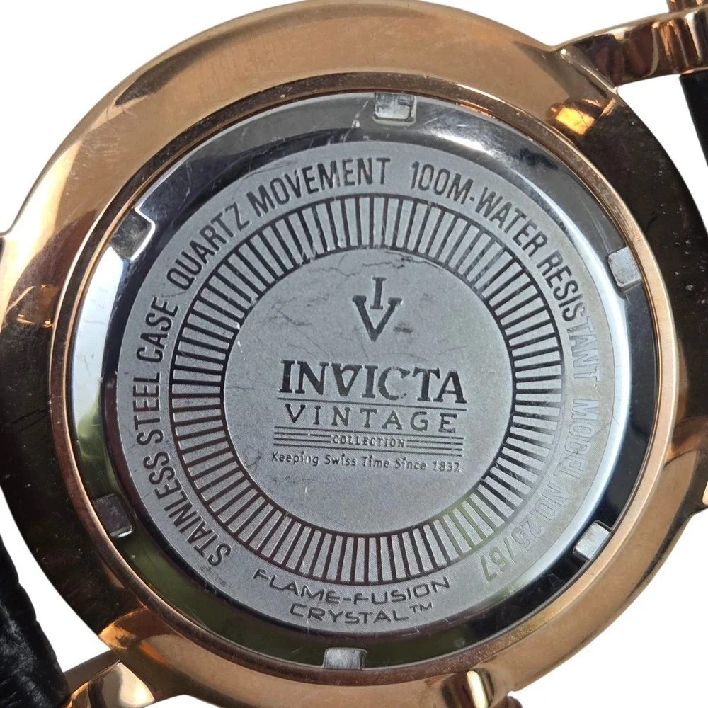 Invicta Vintage Collection Watch 25757 Rose Gold Case Croc Leather Band